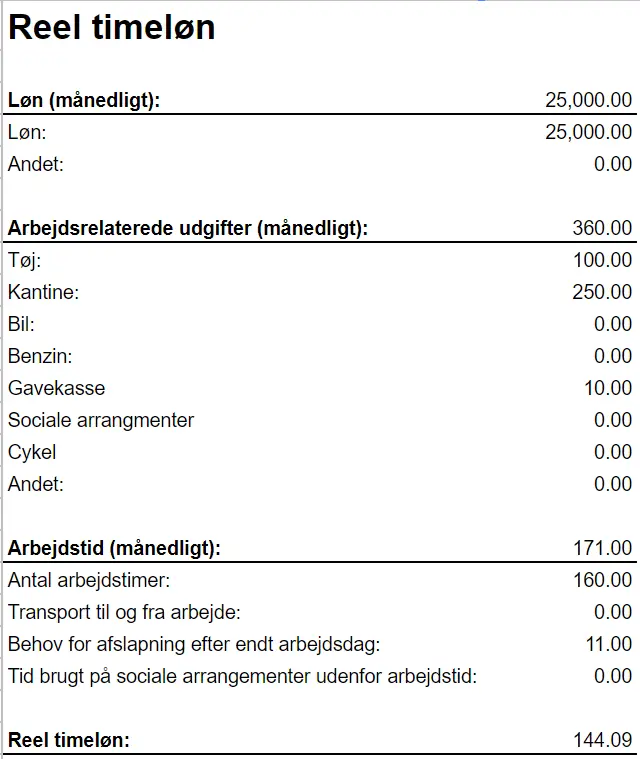 beregn reel timeløn efter skat